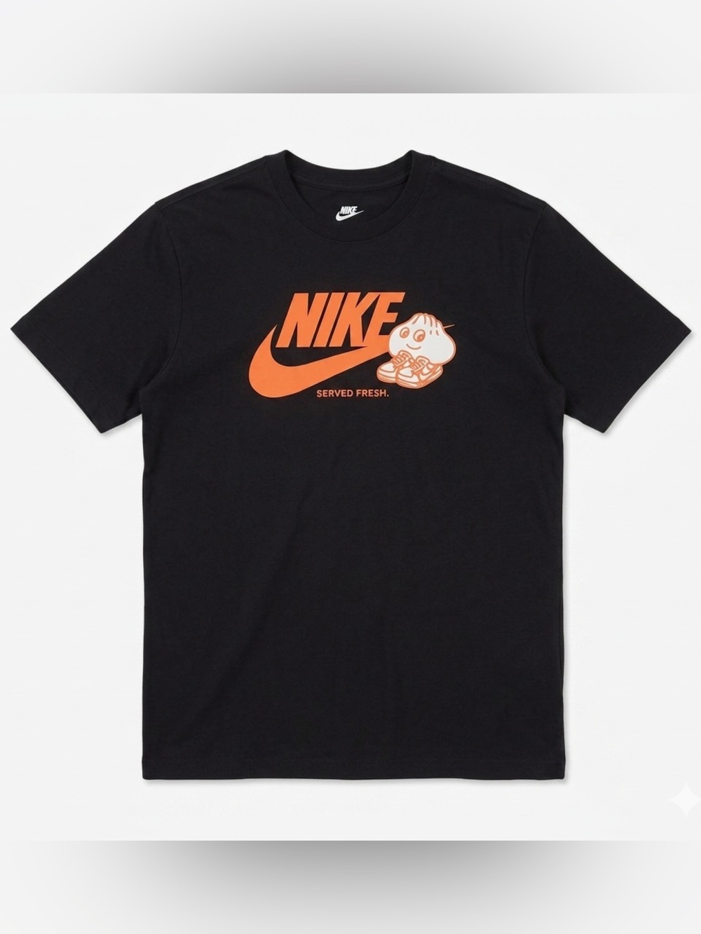 Nike Black Loose Fit Tee with Orange Swoosh and Character